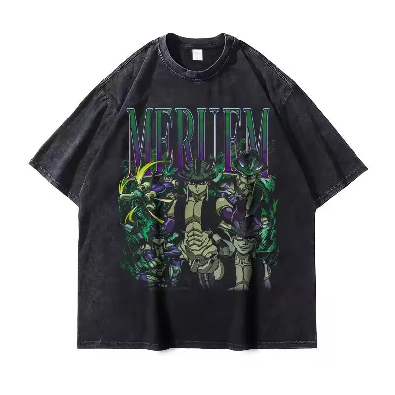 Anime Hunter x Hunter Kurapika Print Tshirt Men Women Clothing Cotton Short Sleeve Tees Harajuku Washed Oversized TShirt