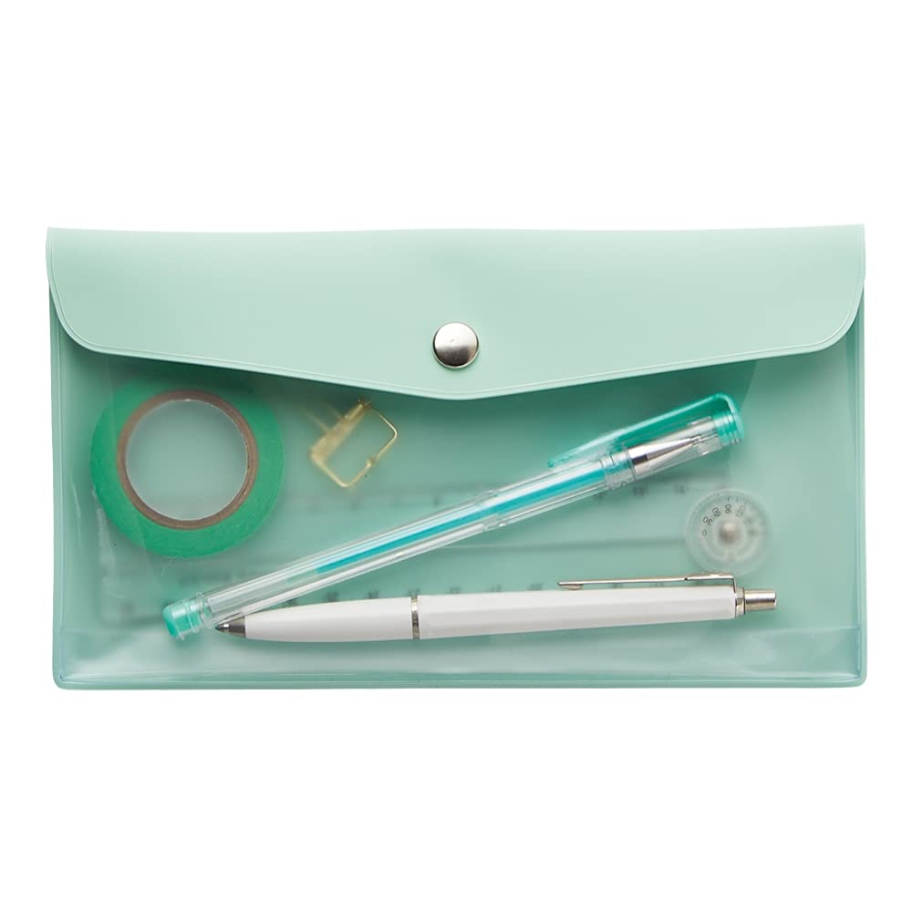 LIHIT LAB Antibacterial PVC Envelope Light Case, Pen/Mask Size, ALCLEA, Green, F7742-19