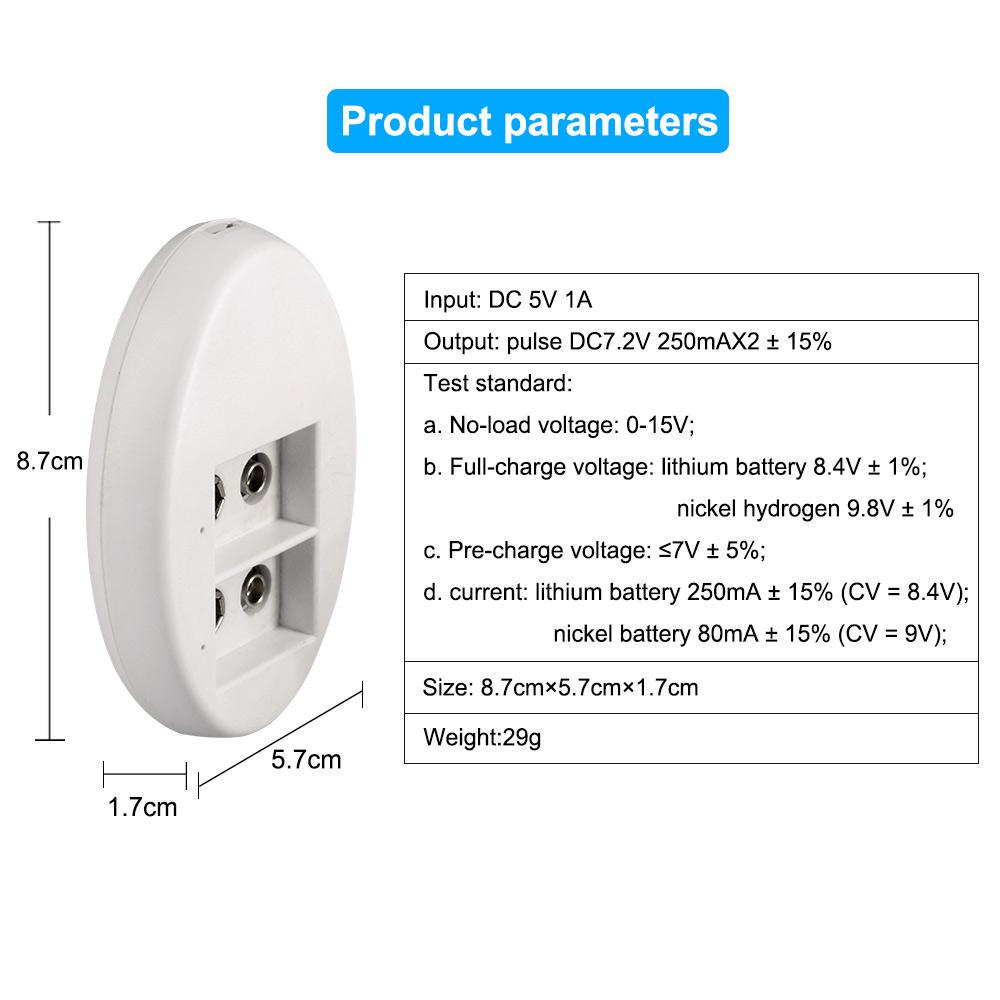 Никель-металлогидридный аккумулятор 9 В 6F22 и зарядное устройство USB для никель-металлогидридных литий-ионных аккумуляторов 9 В.