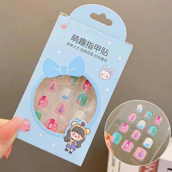 12 шт. детские накладные ногти Kawaii, самоклеящиеся накладные ногти, набор креативного маникюра для детей, украшения