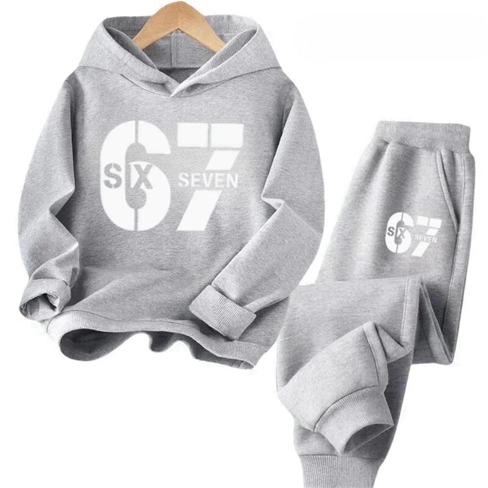 67 Горячая Распродажа Детский Наряд 2 шт. Спортивный костюм Мультяшный принт Скидка Детский Удобный Набор Толстовки