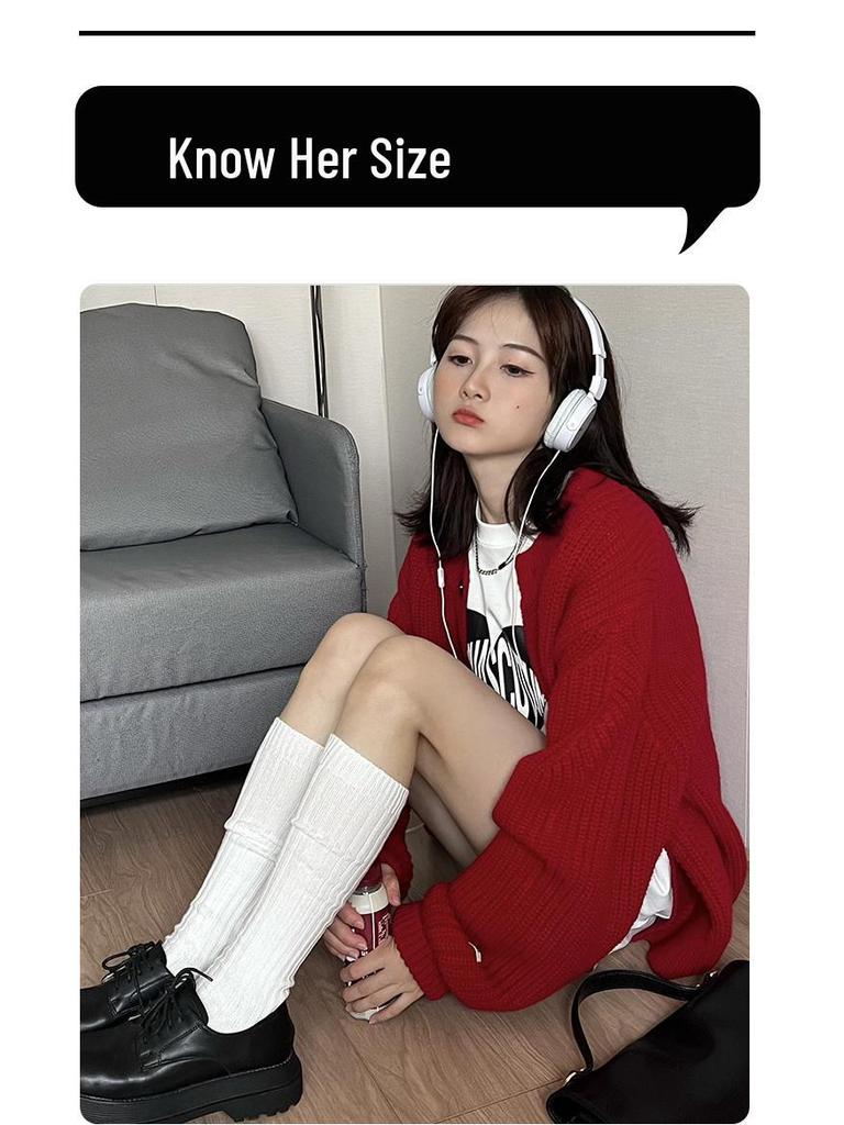 Женские бежевые хлопковые теплые носки выше колена Plusox - Коллекция Осень/Зима