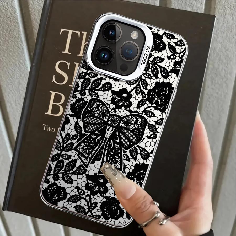 Модный черный кружевной чехол для iPhone 17 Pro Max 13 Pro Air XR 12 XS 16 15 Plus 14 11 Задняя крышка телефона