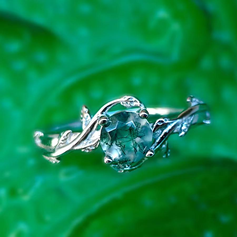 Натуральный моховой агат обручальное круглое кольцо 925 стерлингового серебра модные ювелирные кольца обещание 925 серебряные обручальные кольца