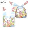 50 шт. Пластиковые пакеты для конфет с кроличьими ушками, мультяшные многостильные пакеты с длинными ушками кролика, милые пакеты для упаковки печенья с животным узором, печенье