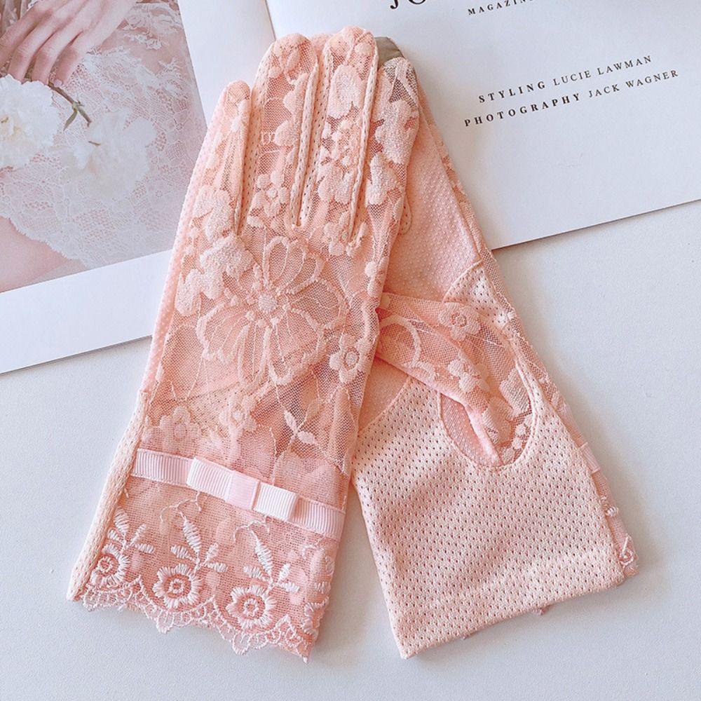 Breathable Lace Summer Sun Protection Gloves Sunscreen Gloves Anti Ultraviolet Ice Silk