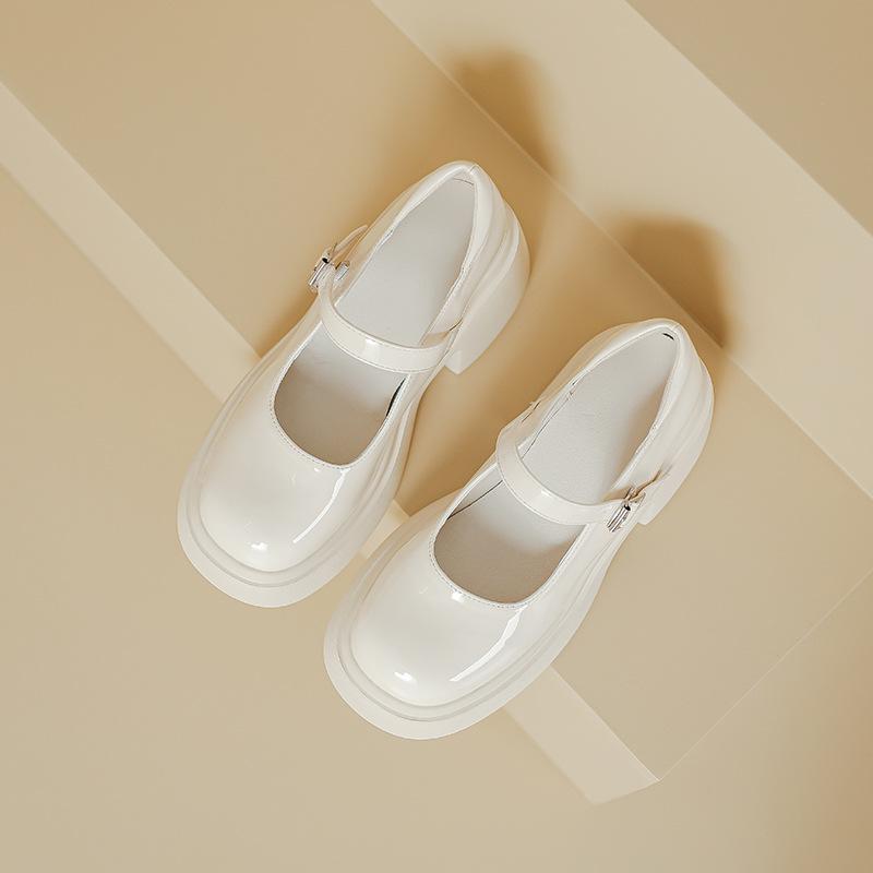 Platform Small Leather Shoes Women's New British College Style Soft Girl Shoes Muffin Thick Heel Word with Mary Jane Single Shoes Women