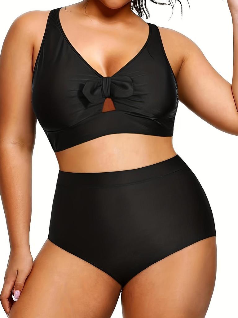 2024 Европейский и американский однотонный сексуальный купальник бикини из двух частей для женщин