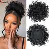 Curly Large Fluffy Drawstring Updo Hair Bun Curly Messy Bun Clip In Hair Extensions Ponytail Synthetic Hairpiece Black Blonde