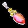 Bi-Color Tourmaline, Citrine 925 Sterling Silver Jewelry Pendant 2.5"  AH-3277
