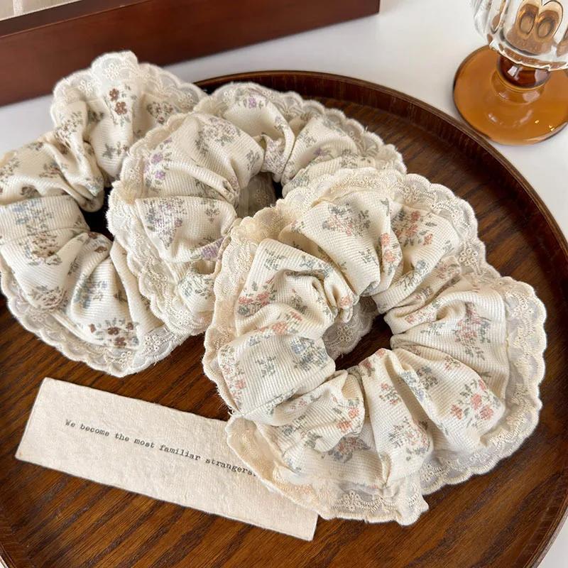 Polka Dot Elastic Hair Bands Korean Style Lace Scrunchies Cute Bow Hair Ties for Women Hair Accessories Ponytail