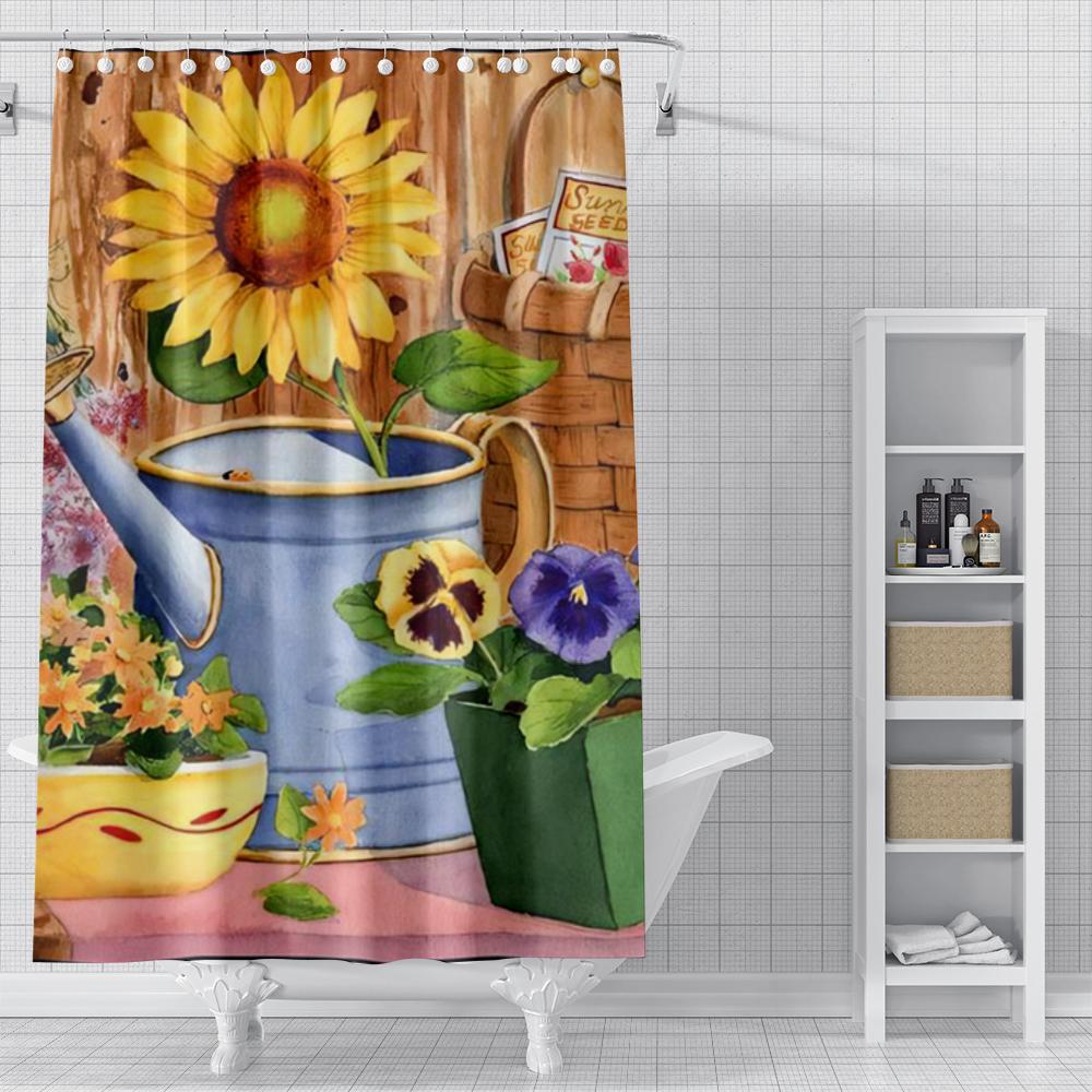 Домашние шторы в стиле масляной живописи для ванной комнаты, водонепроницаемая ткань, шторы для ванной, современная шторка для душа 180X200 240X200