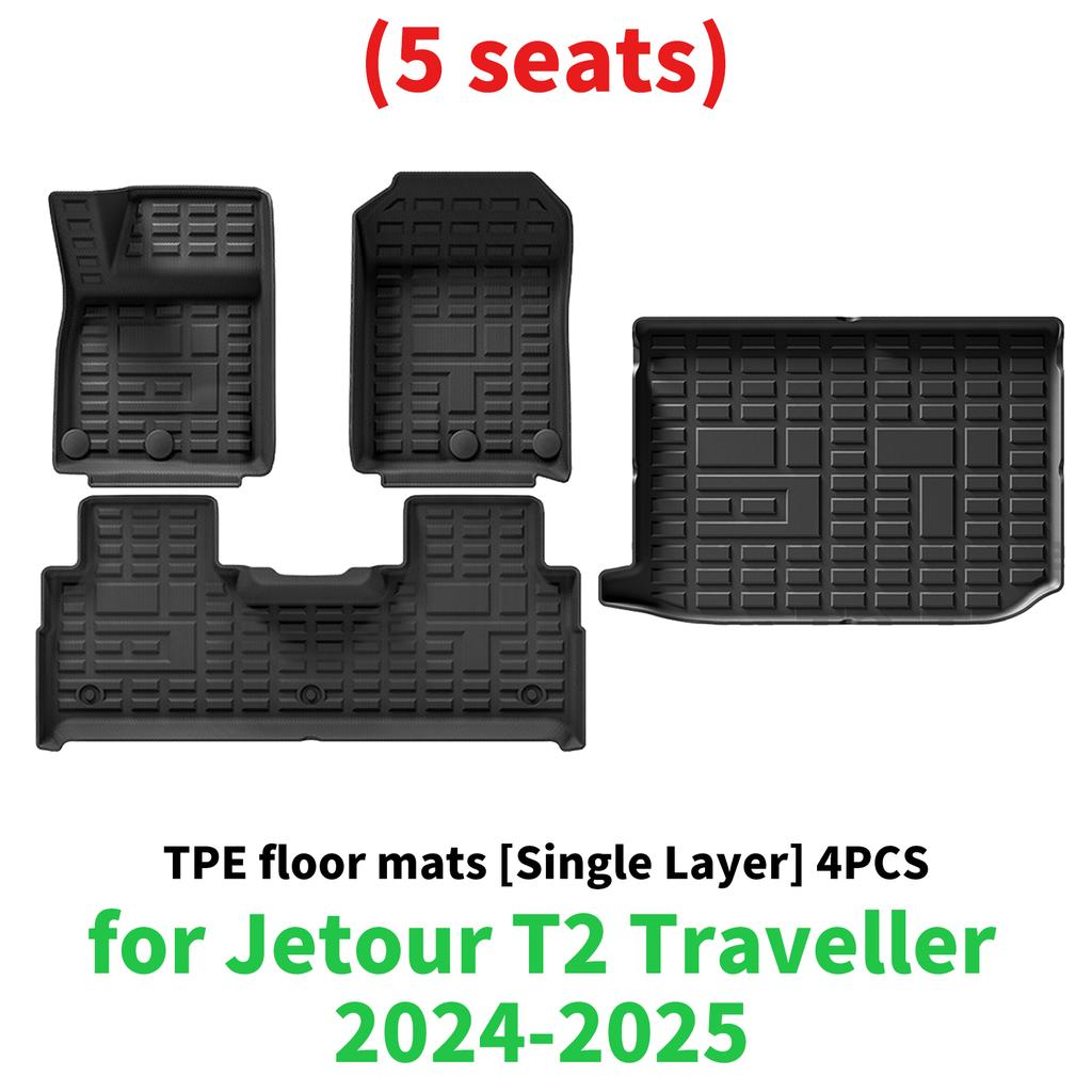 Для Jetour T2 Traveller 2025 2025 Индивидуальные ТПЭ коврики в салон Полный комплект Экологичные Водонепроницаемые Всепогодные вкладыши в салон Аксессуары