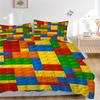 3pcs bedding set Building block jigsaw puzzle Includes 1 Comforter + 2 Pillowcases, Without Pillow Inserts, Soft Comfortable, Lightweight Br