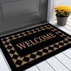 Black Door Mat Welcome Entry Non-Slip Floor Mat Indoor Living Room Bedroom Home Decoration Carpet Large