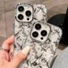 Luxury Laser Ink Flower Phone Case For iPhone 14 13 12 11 Pro Max Acrylic Shockproof Cover