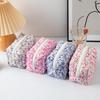 Floral Handheld Cosmetic Bag With Zipper For Travel And Daily Use