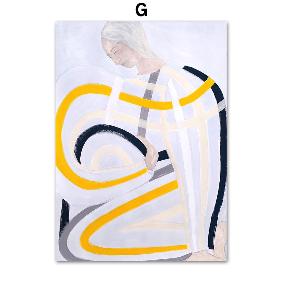 Абстрактная София Линд, полосатые пижамные постеры и принты, изогнутая ваза, настенная живопись на холсте, скандинавское украшение для гостиной, фреска