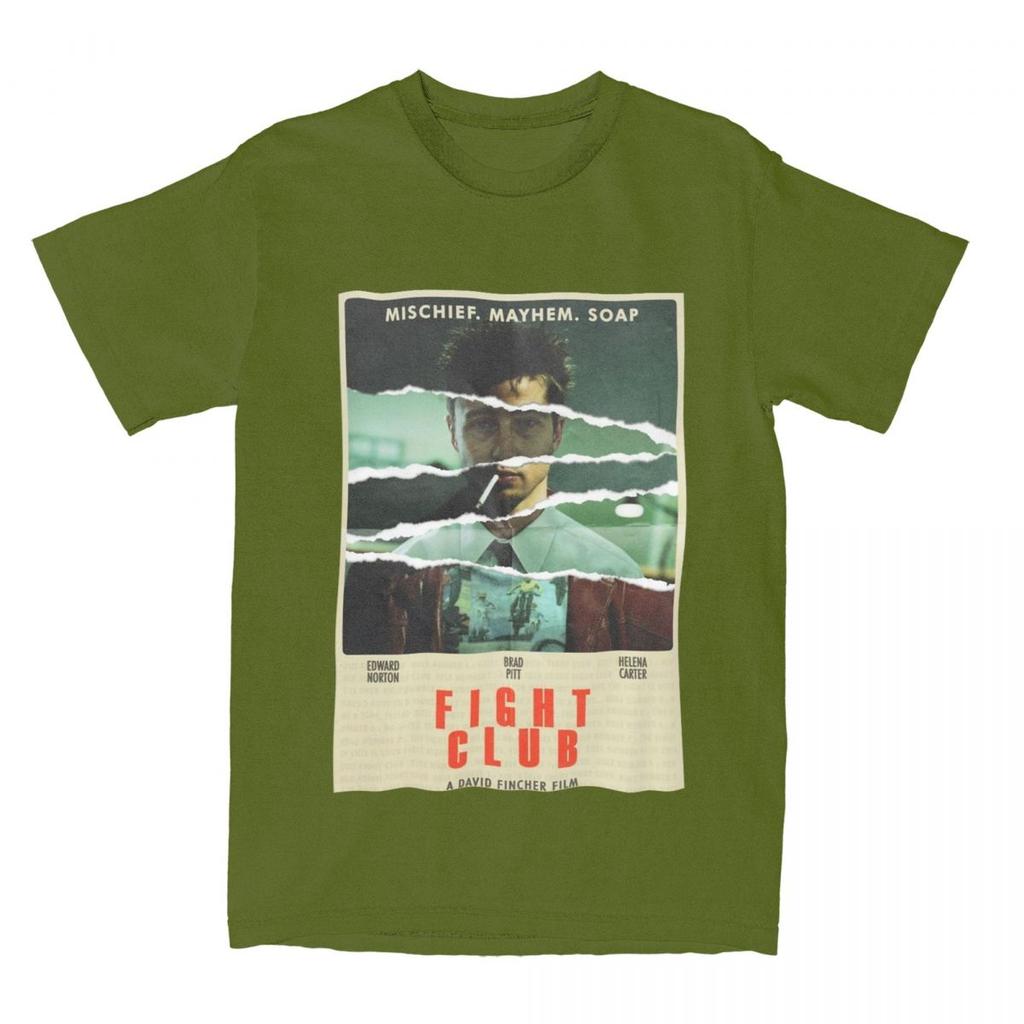 Fight Club Poster T Shirt Apparel for Unisex Women Pure Cotton Casual Classic Movie Tshirt Short Sleeve Clothes Gift Idea