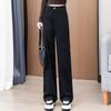 Women's Burgundy High-Waist Wide-Leg Pants - Slimming & Versatile for Spring/Autumn 2025