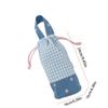 Outdoor Drawstring Canvas Cup Bag Grid Small Storage Bag Fashionable Water Bottle Cover  Outdoor