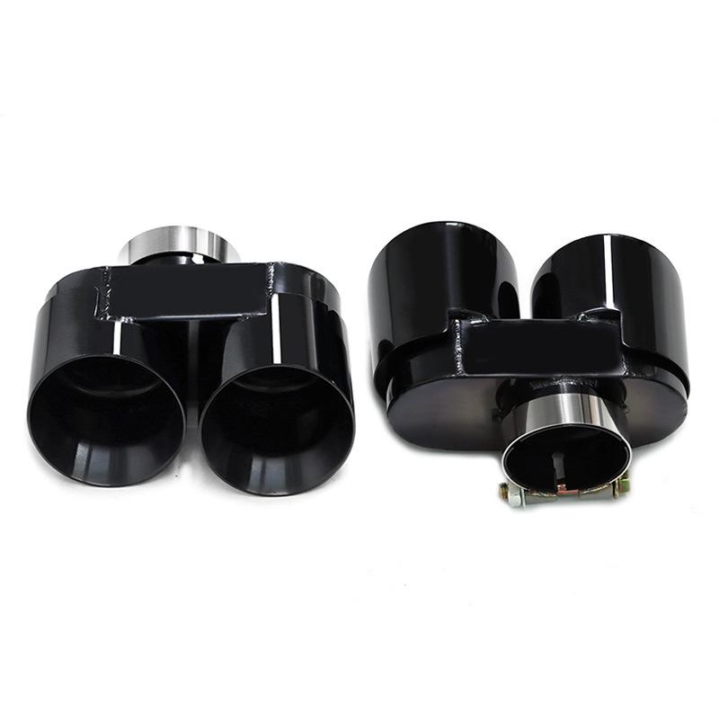 Квадракромированные выхлопные трубы из нержавеющей стали и черного углеродного волокна для BMW 4 серии (425, 430, G22, G26) - Не требуется резка/сварка