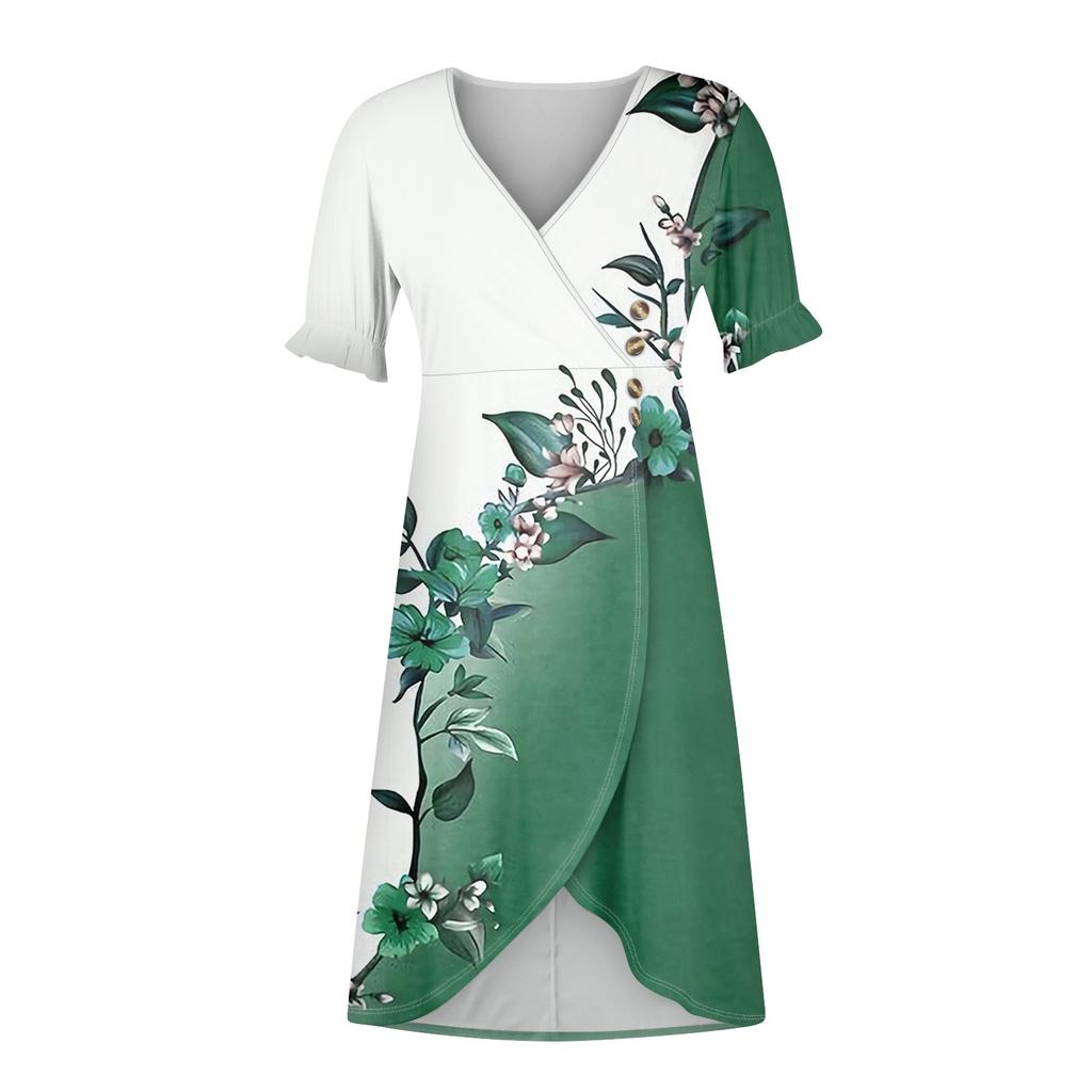 Пляжные платья для женщин, весна-лето, элегантное платье с запахом и V-образным вырезом в стиле бохо, струящееся гавайское платье макси с рюшами