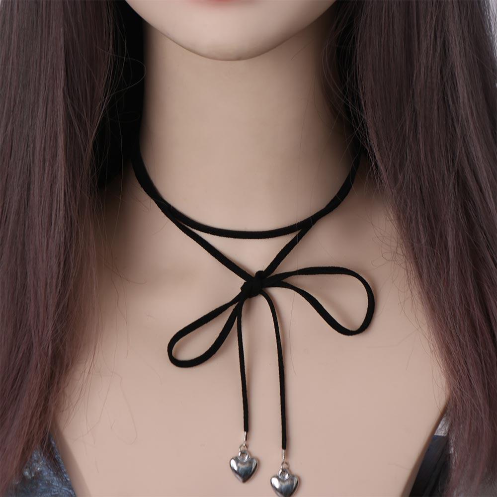 Винтажное ожерелье с подвеской в виде сердца в корейском стиле, ленточное колье Love Choker, ювелирные изделия Y2K