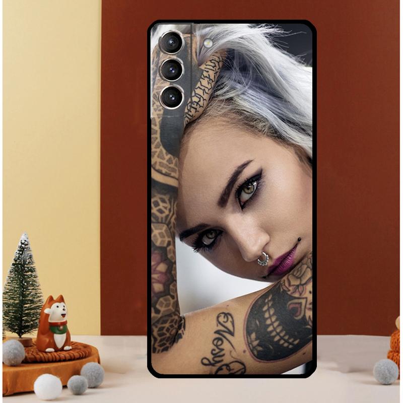 Sexy Tattoo Girl Case For Samsung Galaxy S23 Ultra S24 S22 Note 20 Ultra 10 Plus S8 S9 S10 S20 S21 FE Cover