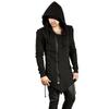 Men's Black Streetwear Zipper Hoodies Sweatshirts Hip Hop Casual Hooded Coat With Side Lashing Crossed Hoody Tracksuits