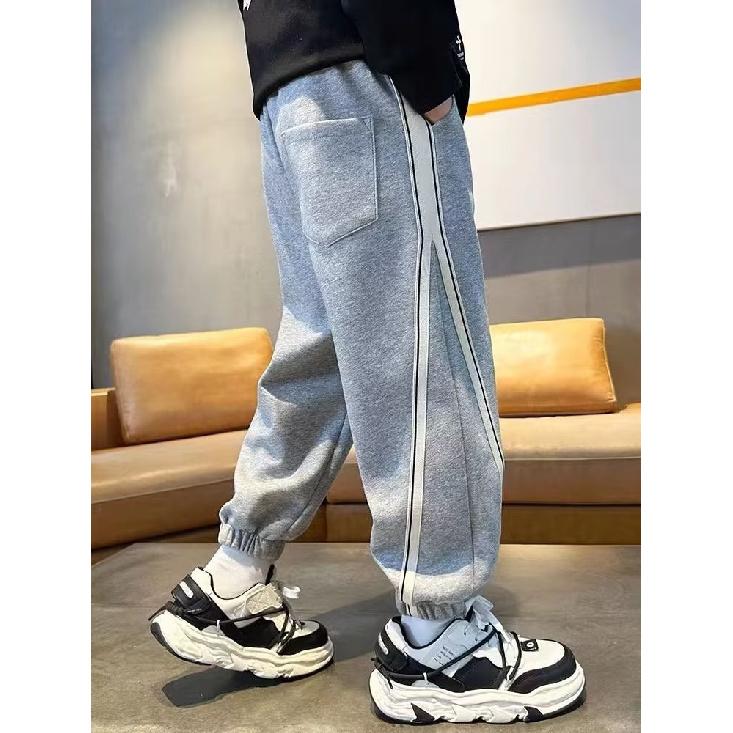 Брюки для мальчиков весна-лето-осень Брюки для детей и подростков Тонкие детские спортивные прямые брюки Модные брюки с тремя полосками Модные