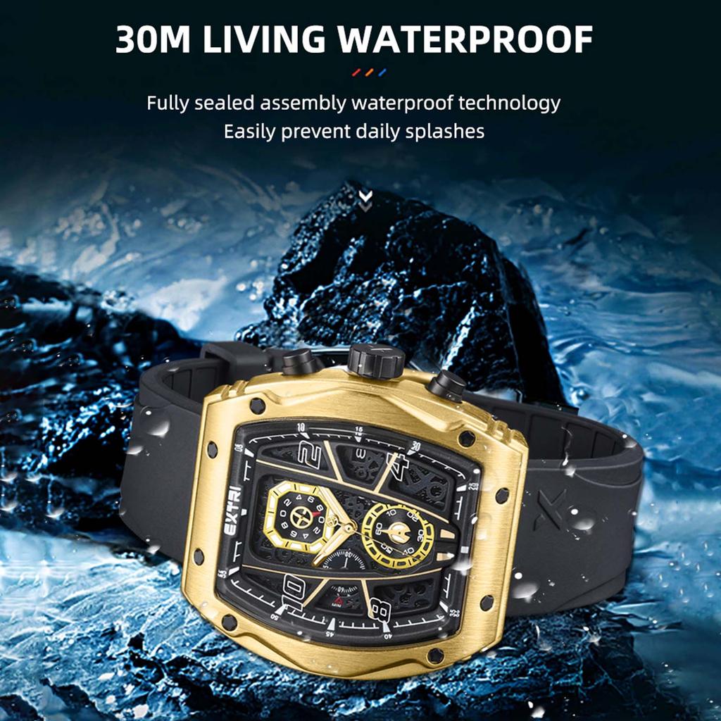 Men's Sports Watch Quartz Watch Men's Watch Large Digital Watch Calendar Watch Glow-in-the-dark Watch Silicone Strap