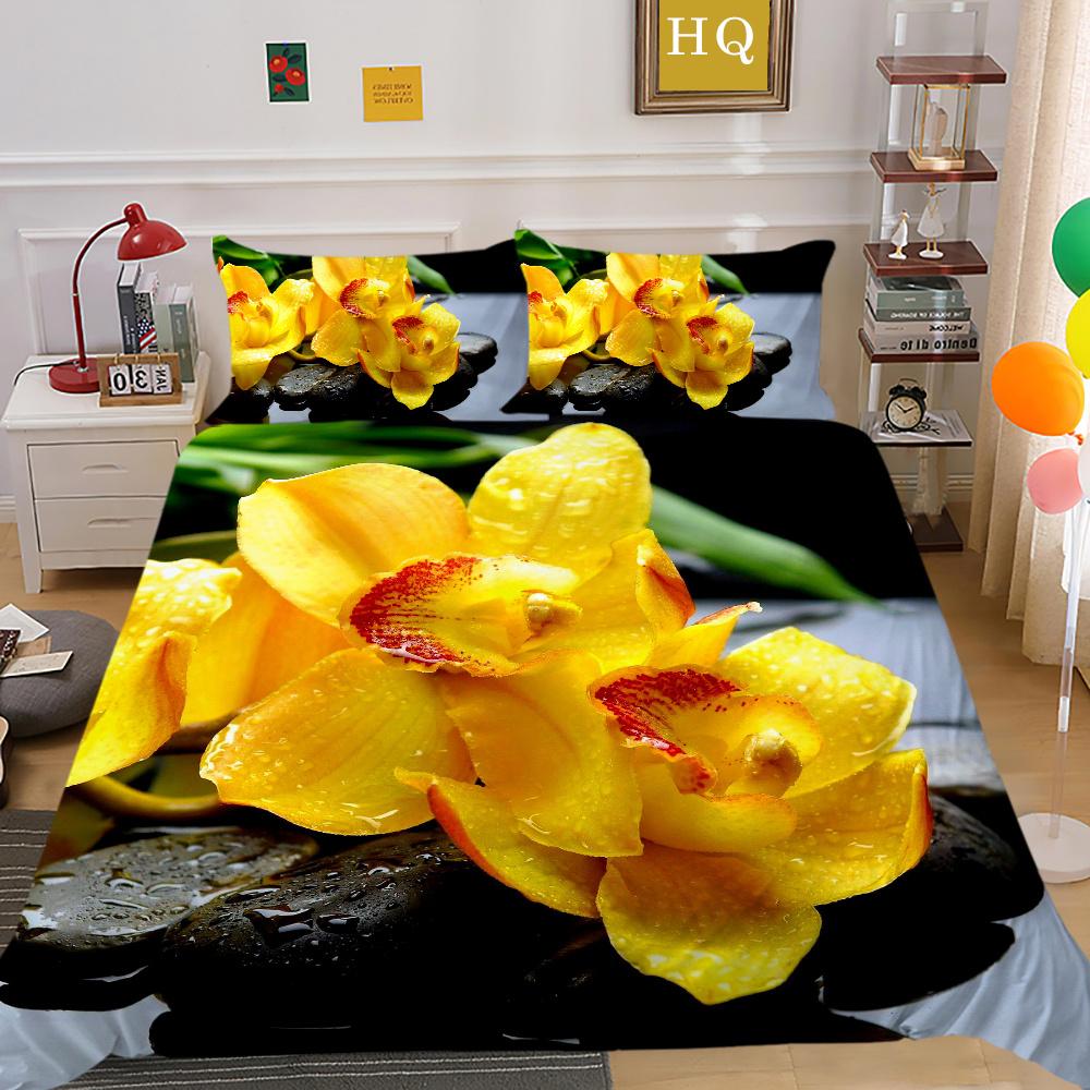 Постельное белье с 3D принтом цветов, двойной размер, комплект постельного белья из микрофибры, комплект постельного белья для девочек, модное домашнее постельное белье
