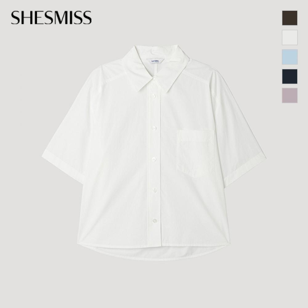 [Она промахивается] Хлопковая рубашка с накладным карманом и коротким рукавом SwwStp22050