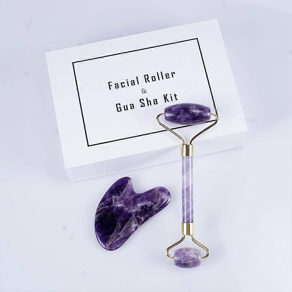 for Facial Massager Roller Plate Amethyst Jade Stone Massage Eye Face Neck Thin Lift Relax Slimming Tools Double Heads