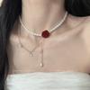 Розовый циркон жемчужная цепочка на ключицу женская ретро нишевый дизайн высококачественная шейная цепочка аксессуары для темперамента