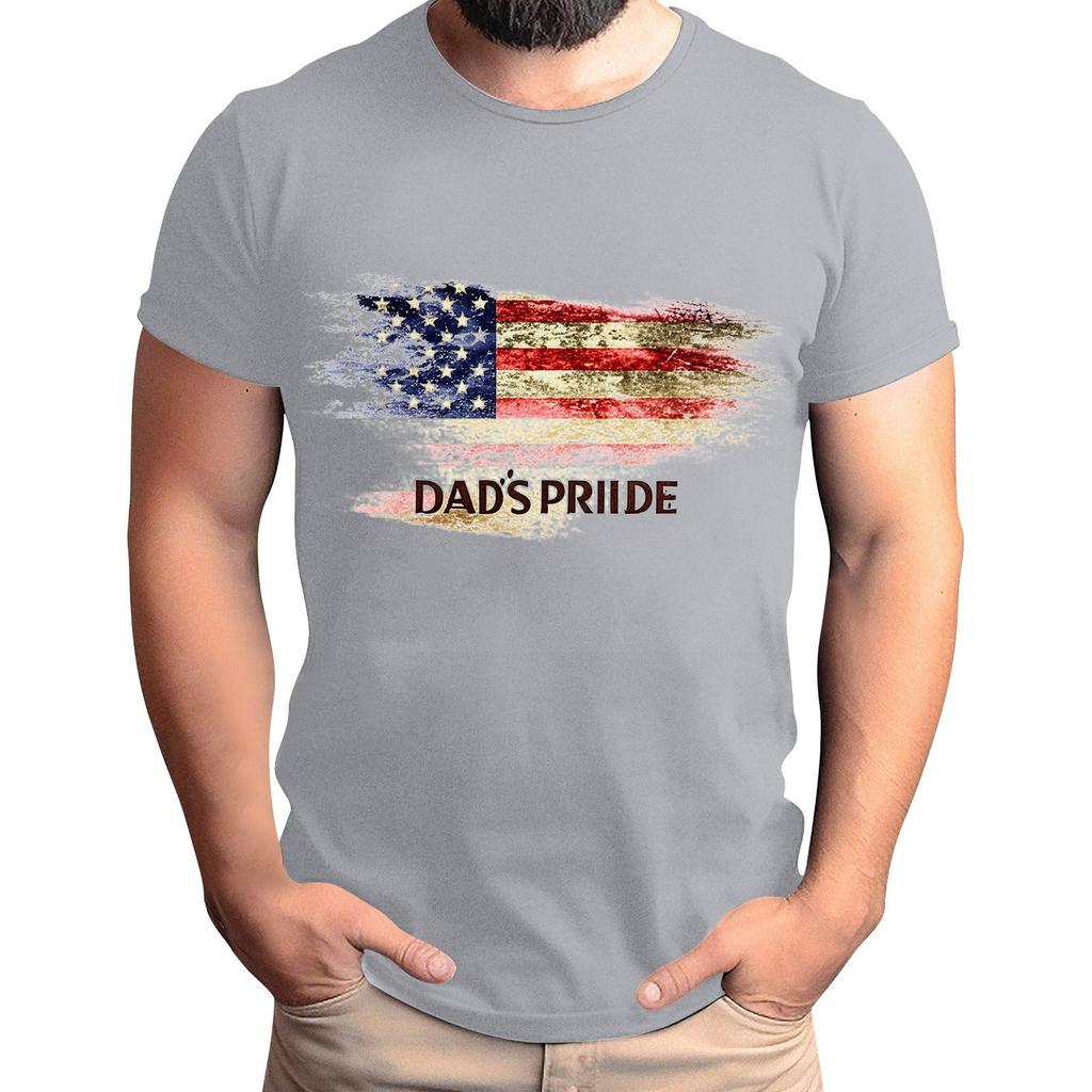 Мужская футболка с принтом флага ко Дню отца, мужской свободный повседневный топ с коротким рукавом