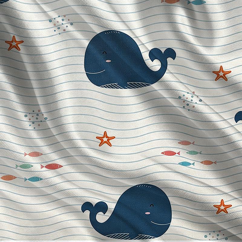 Cute Whale Fish Starfish Striped Cotton Short Sleeve Tee Soft & Breathable,Ideal for Daily Casual & Weekend Vacation