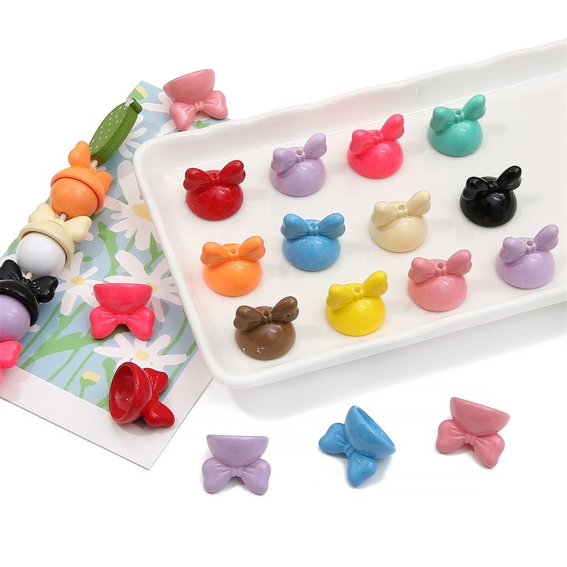 4 шт. 20 мм акриловые бусины с бантиком в виде кролика, подвески для ожерелья, брелок, сделай сам, изготовление ювелирных изделий