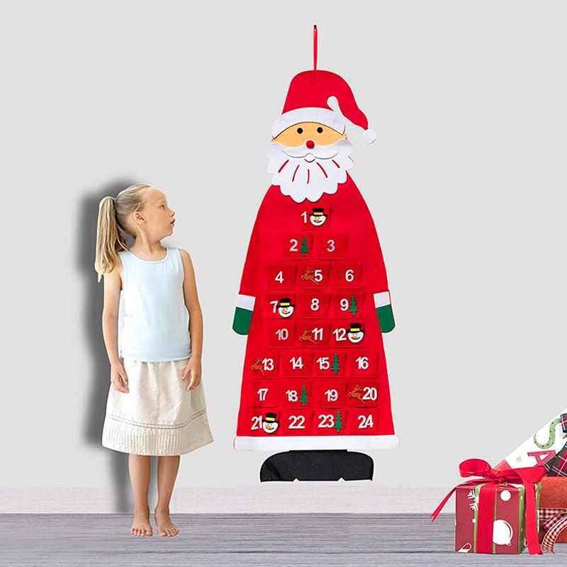 1PC 24 Days For Children Christmas Gift DIY 2024 Christmas Santa Calendar Felt Wall Hanging