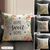 Cushion Cover Daisy Flower Linen Organic Fabric DoubleSided Printing Sofa Breathable Home Decor Gift Pillow Case
