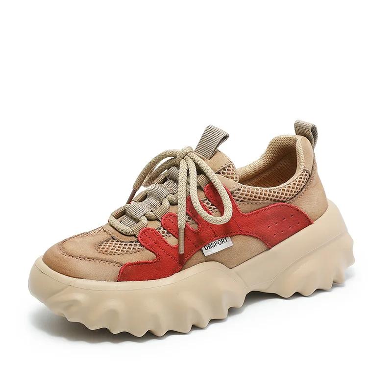 Fujin 5cm Summer Chunky Sneaker Mary Jane Women Boots Retro Shoes Cow Suede Genuine Leather Pils Mules Luxury Platform Wedge