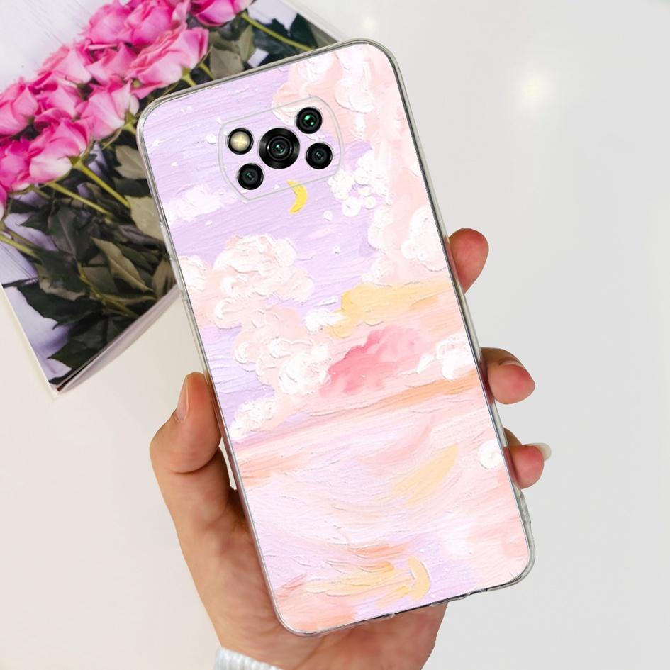 Для Xiaomi Poco X3 NFC Чехол Прозрачная Крышка Мягкий Силикон Модный Цветочный Чехол для Телефона Для Xiaomi Poco X3 Pro Fundas PocoX3 Coque
