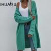 Autumn and Winter Long Cardigan Solid Colour Women's Knitted Fashion Sweater