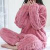 Autumn Winter Women Warm 2 Piece Sets Thicken Soft Velvet Ribbed Fleece Set Pullover and Pants Casual Pajama Sets