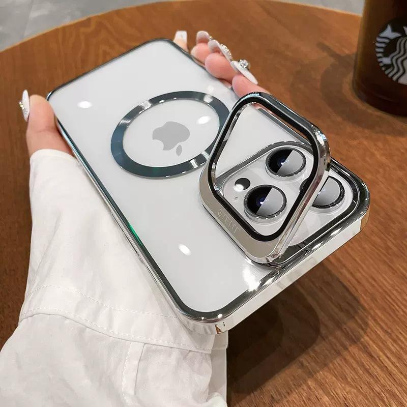 Гальванизированный держатель для пленки на линзу из ПК, подходит для iPhone18promax, магнитный чехол для мобильного телефона, Apple 17 прозрачный 16 противоударный.