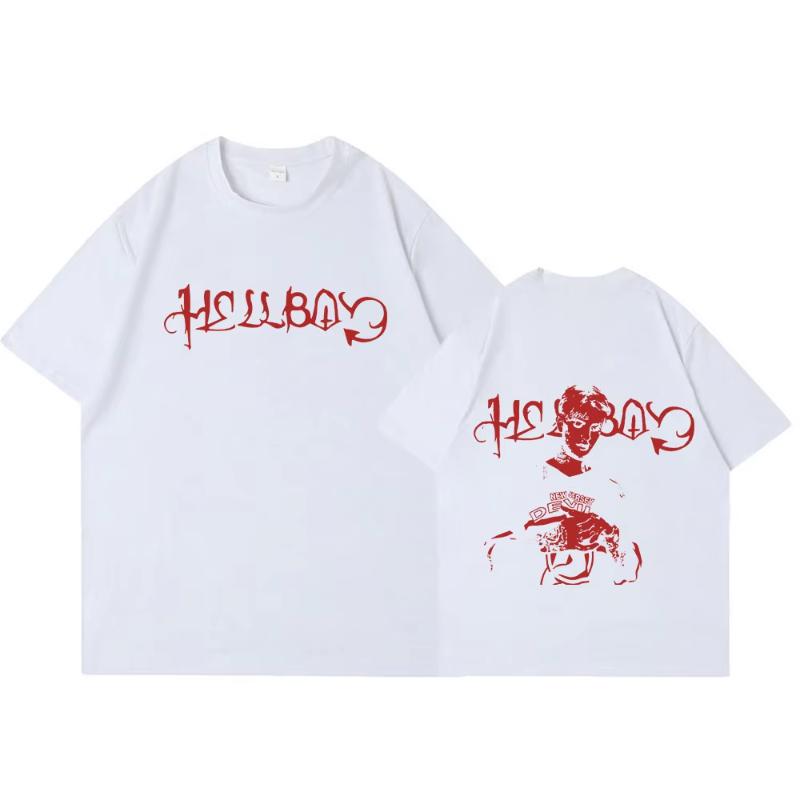 Футболка рэпера Lil Peep Crybaby Hellboy Винтажная хип-хоп футболка Унисекс Женская одежда Хлопковые оверсайз футболки с коротким рукавом Топы