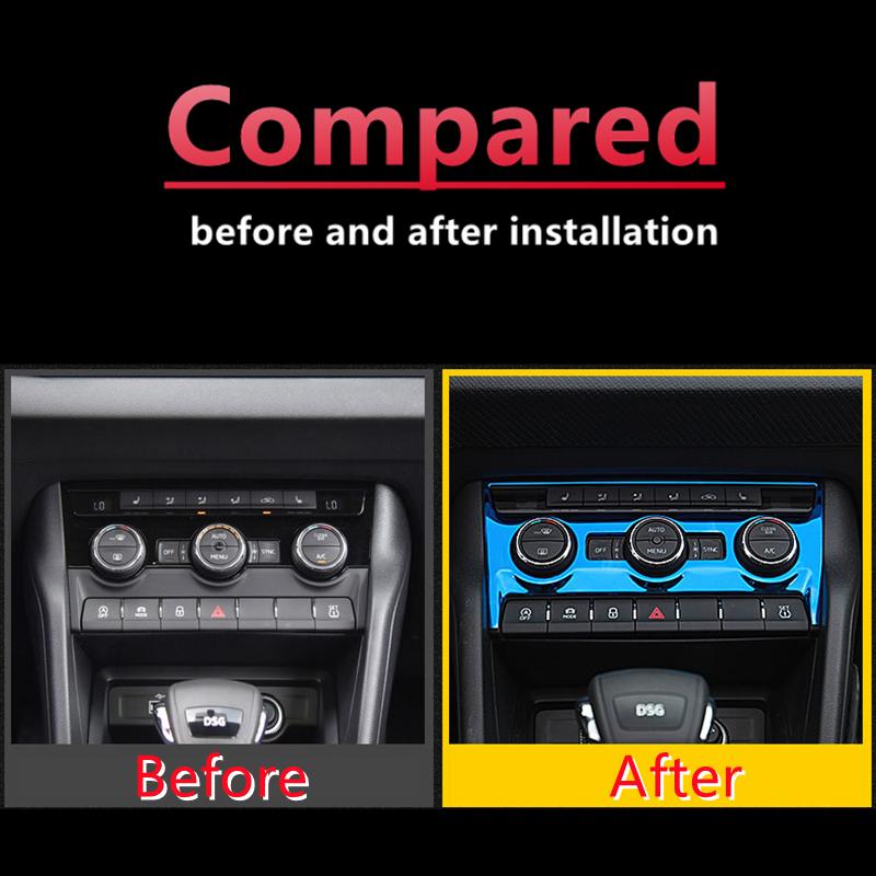 For Skoda Karoq Accessories Car Interior Air Conditioning CD Console Panel Cover Trim Frame Decoration Mouldings Auto 2018-2020