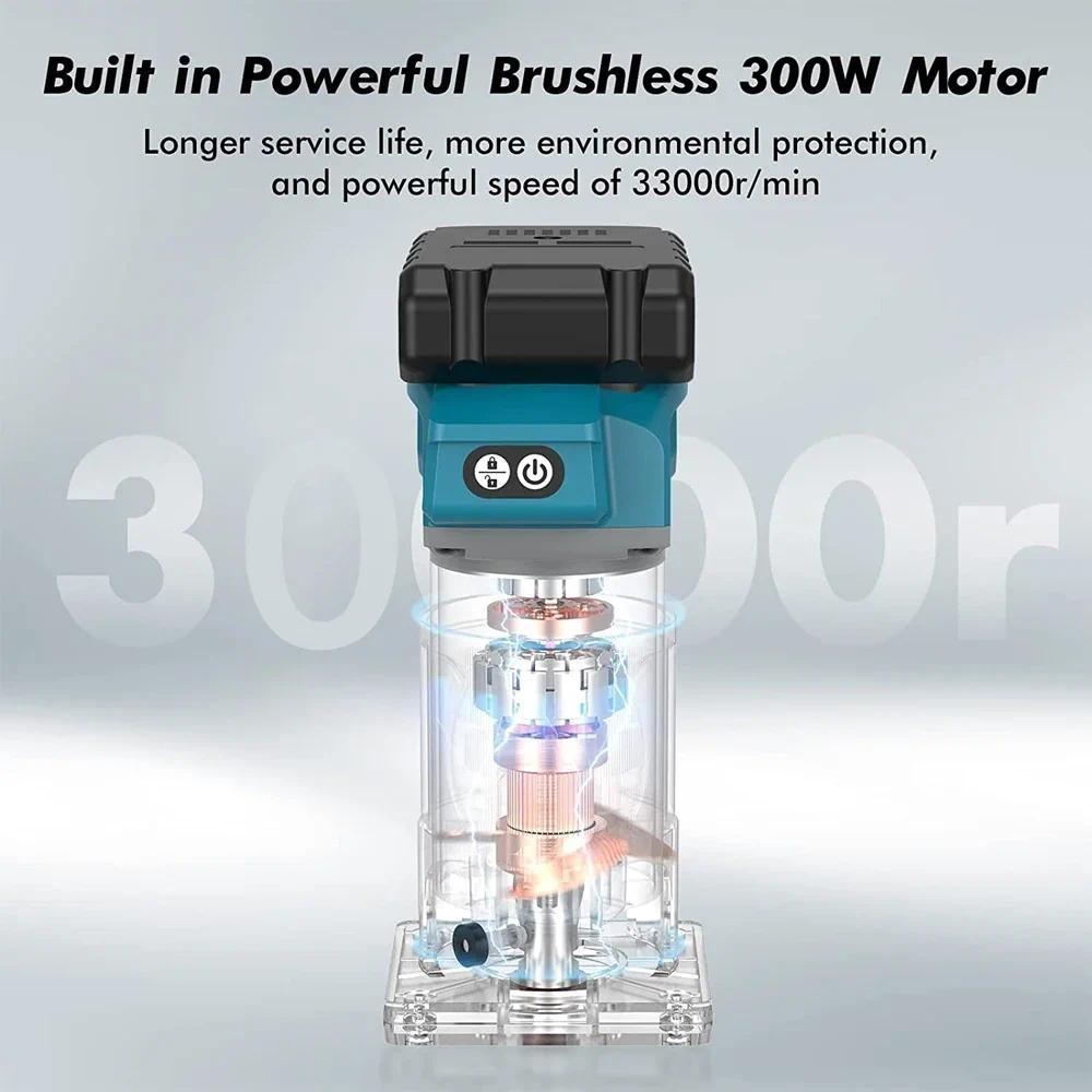 3300rpm Brushless Electric Handheld Trimmer Cordless Portable Wood Router Woodworking Engraving Slotting Machine