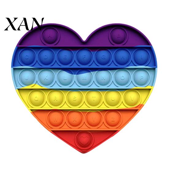 Decompression Sensory Toy Rainbow Push Bubble Stress Relief Round Square Heart Kids Popping Game Silicone Squeeze Fidget